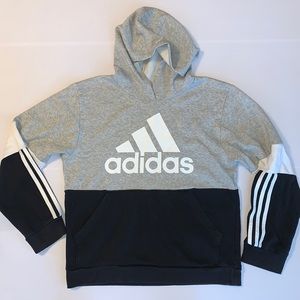 Adidas Black and Gray Colorblock Hoodie With Logo Size XL
